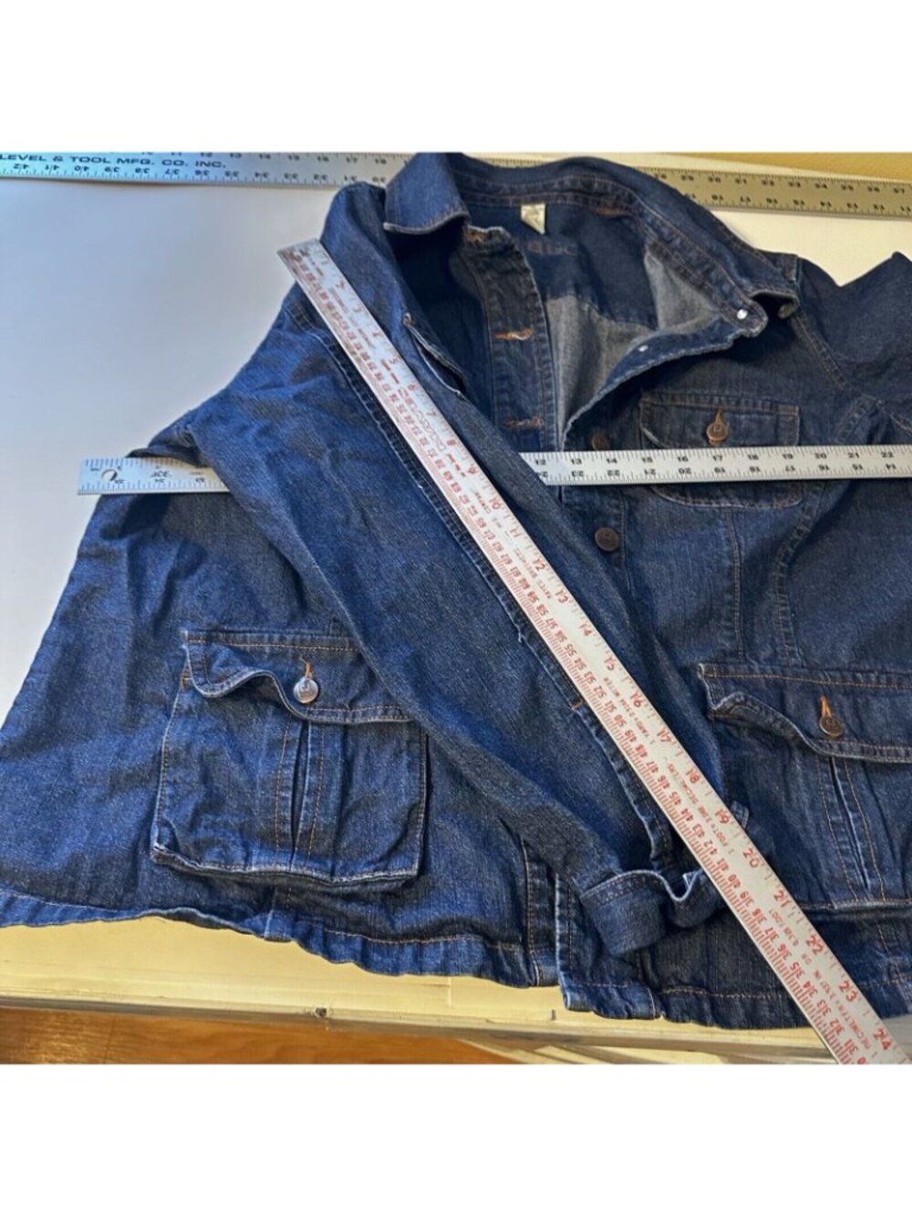 CJ Blue Womens 2X Denim Jacket Oversized Lightweight Coat Workwear Y2K Pockets - Picture 11 of 11